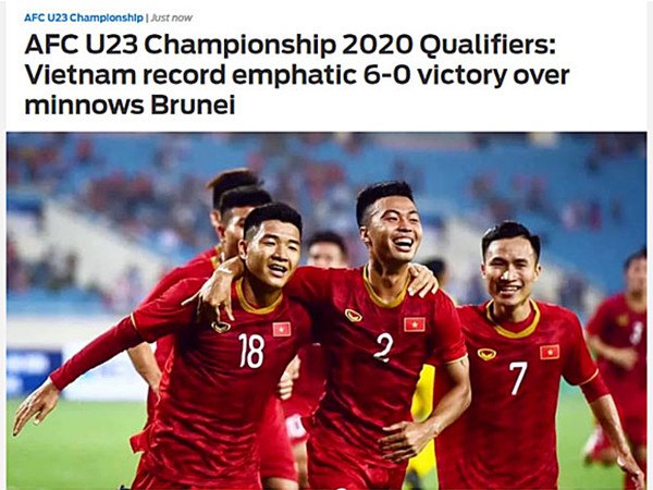 Fox Sports bình luận về trận đấu giữa U23 Việt Nam và U23 Brunei tối 22/3.