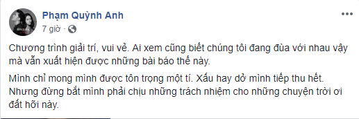 Dòng trạng thái bức xúc cùng bài viết được cô chia sẻ kèm theo.