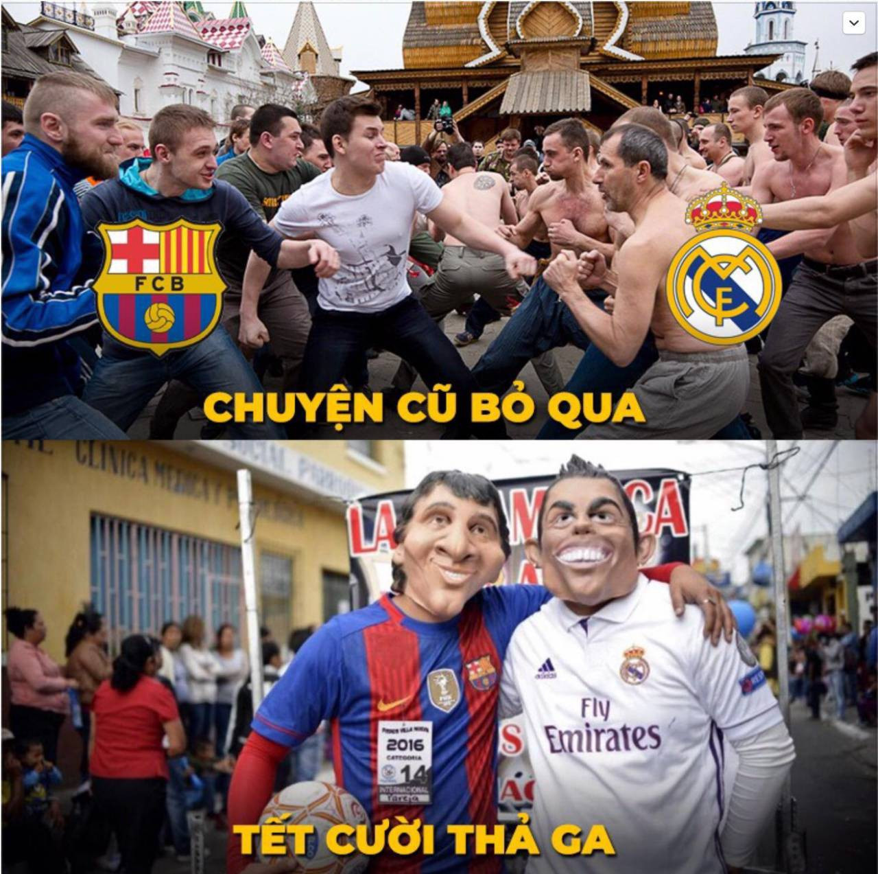 Căng thẳng năm cũ bỏ qua hết thôi, Tết này cùng cười thả ga đi nào. (Ảnh: Troll bóng đá)