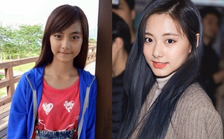 Tzuyu thời chưa gia nhập công ty JYP vẫn chỉ là một cô bé có đôi mắt to và làn da nâu khỏe khoắn. Tzuyu bây giờ vẫn có màu da nâu nhưng xinh hơn rất nhiều.