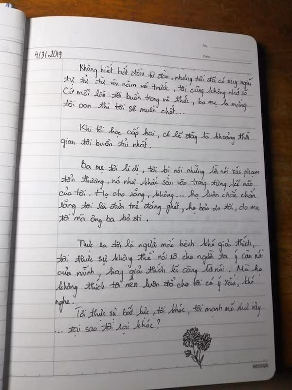 Dòng tâm sự khiến người đọc đau lòng.