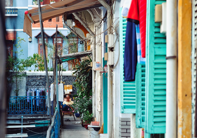 Kiến trúc của chung cư Hào Sỹ Phường mang đậm dấu ấn người Hoa. Ảnh: Nguyễn Đức.