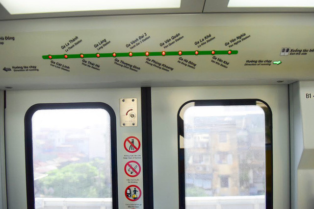 Sơ đồ tuyến đường sắt Cát Linh - Hà Đông, chạy qua 12 nhà ga trên cao từ Yên Nghĩa tới Cát Linh