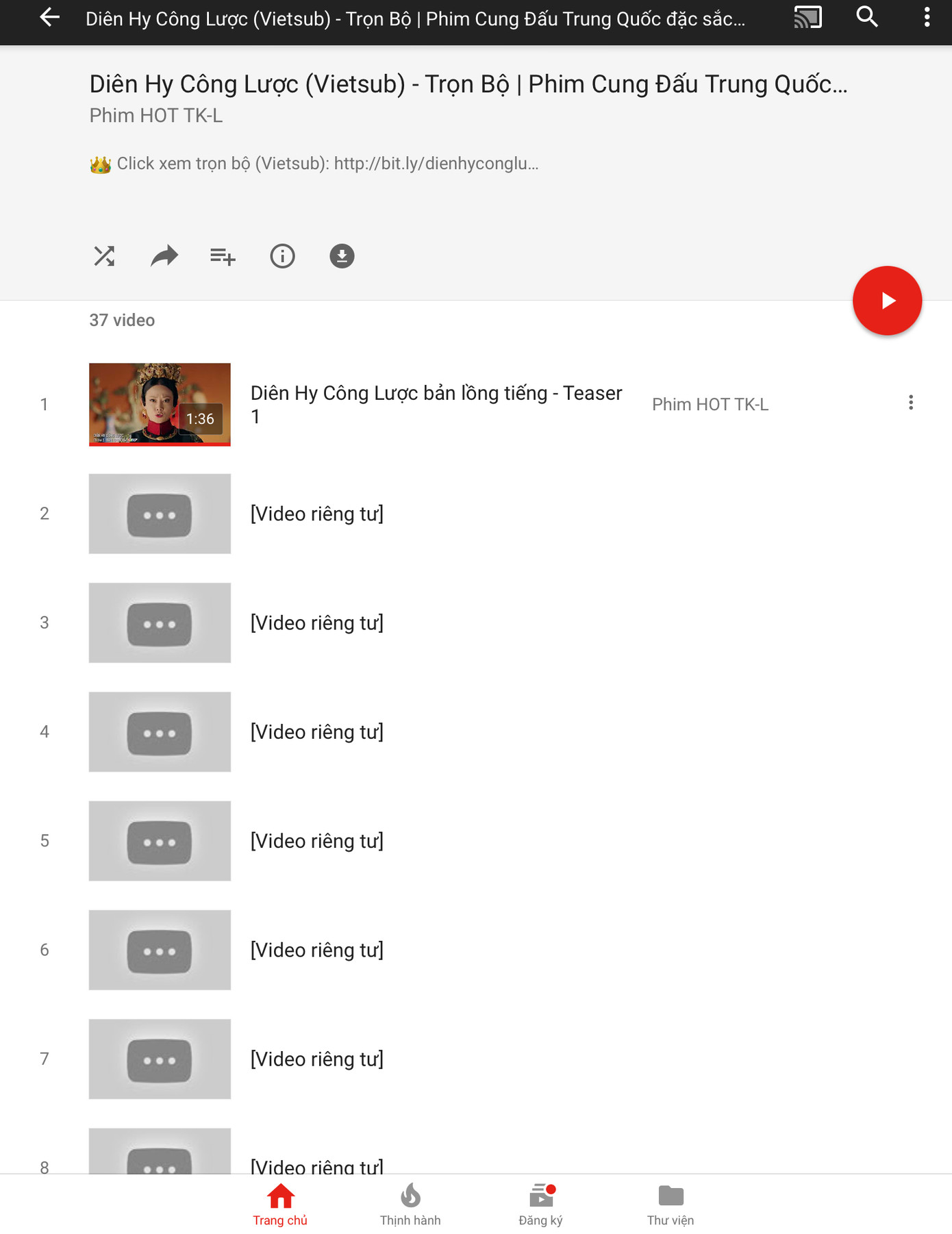 37 tập vietsub trước đó cũng đã bị gỡ từ hôm 14/8