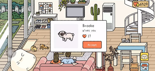 Mua thêm sofa và bàn để thu hút khách và các con vật khác ghé chơi nhà của bạn để nhận tim.