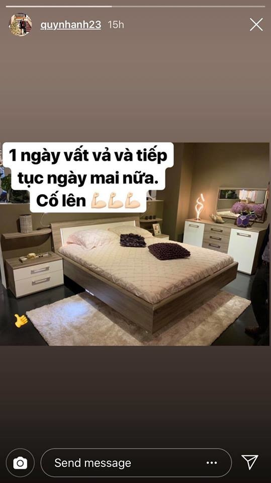 Story của Quỳnh Anh cũng làm fan phải nghi vấn việc có khi nào cả 2 đang cùng dọn dẹp nhà mới?