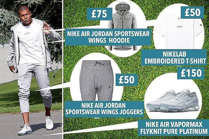 Mbappe mặc chiếc hoddie có giá 75 bảng Anh, áo phông 50 bảng, quần thun nỉ có giá 50 bảng và đôi Nike Air Vapormax có giá 150 bảng. Toàn set đồ vào khoảng 10 triệu đồng, chưa tới 1/1000 lương tháng. Một set đồ quá khiêm tốn so với một 