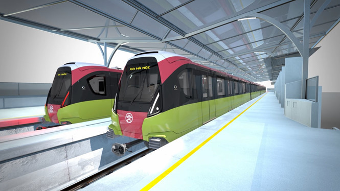 Thiết kế ngoại thất đoàn tàu metro số 3. ẢNH: BAN QUẢN LÝ ĐƯỜNG SẮT ĐÔ THỊ HÀ NỘI CUNG CẤP