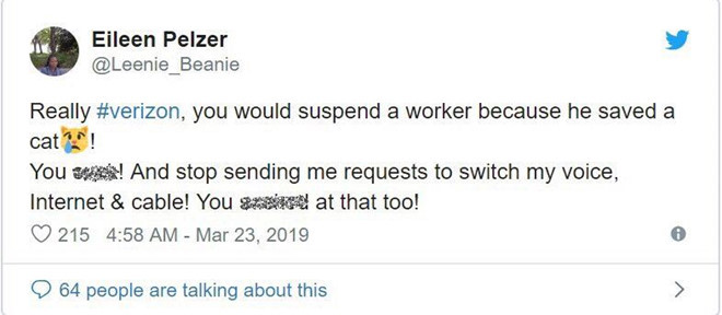 Tài khoản Twitter Eileen Pelzer cũng lên tiếng phản ánh: 