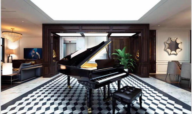 Phòng khách rộng rãi, sang trọng với những món nội thất đắt tiền.