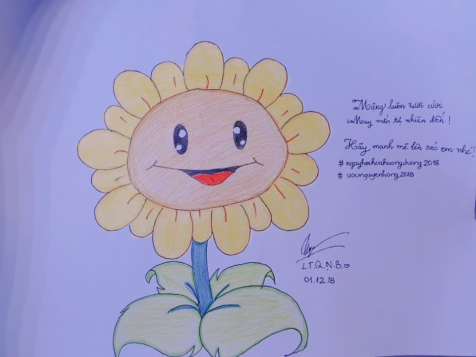 Bức tranh hoa hướng dương đáng yêu của bạn Như Bình.