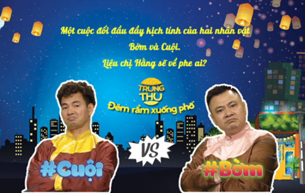 Cuội và Bờm chắc hẳn sẽ dẫn dắt một đêm rằm đấy hứa hẹn đấy! (Ảnh: Fanpage Đêm rằm xuống phố)