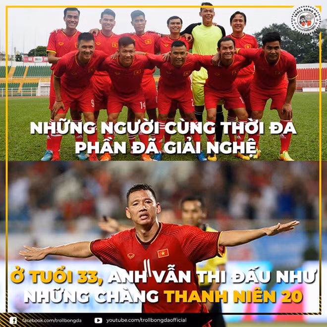 Ở phút thứ 11 của trận đấu, Anh Đức đã ghi bàn mở tỷ số đem về lợi thế dẫn bàn cho đội tuyển Việt Nam. Từ đường chuyền xa chuẩn xác của Đoàn Văn Hậu, Anh Đức đã có một pha đánh đầu đẹp mắt vào lưới đối thủ. Ảnh: Troll Bóng đá.