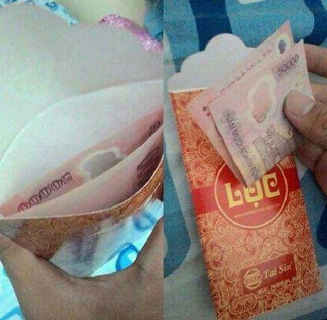 Khi mở phong bao lì xì ra, tưởng được tặng 100.000 đồng, nhưng sự thật lại khác.
