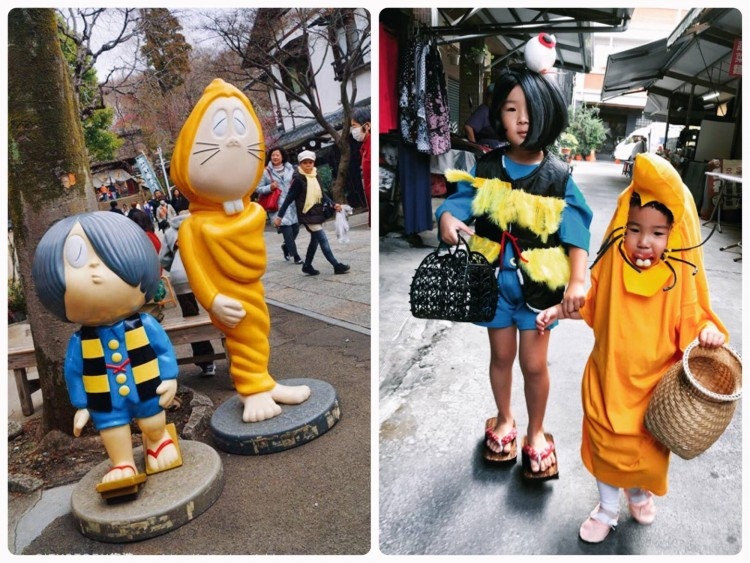 Hai chị em Momo và Mie Mie đã hóa trang thành 2 nhân vật trong bộ truyện GeGeGe no Kitaro.