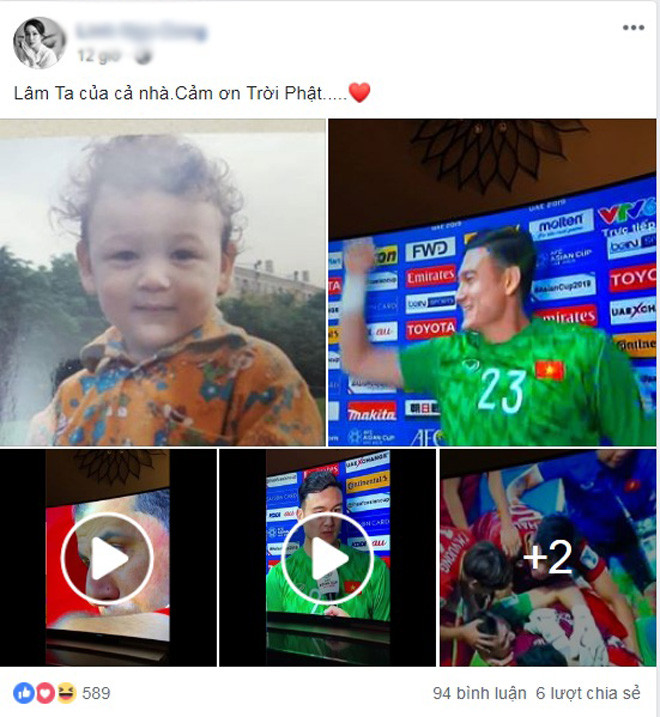 NSND Đặng Hùng - bác ruột thủ môn Văn Lâm đăng tải trạng thái xúc động.