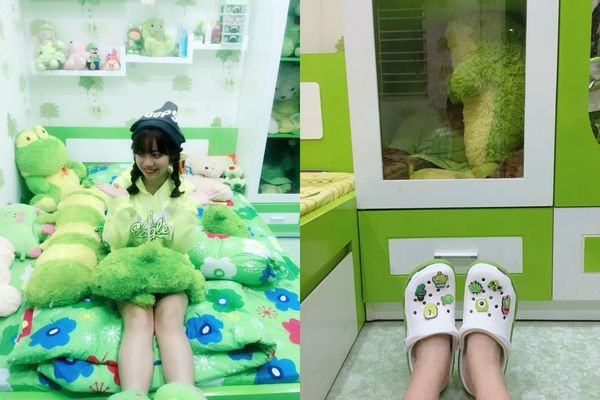 Căn phòng ngập tràn sắc xanh của cô gái nhận được nhiều sự chú ý.