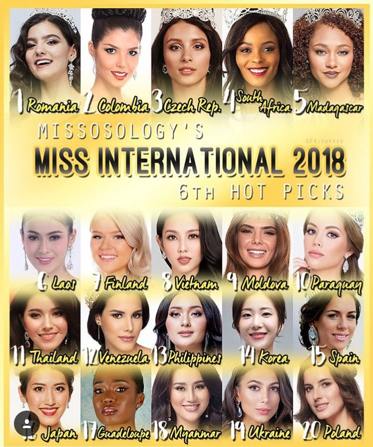 Thùy Tiên lọt vào top 8 nhan sắc nổi bật tại Miss International 2018 do chuyên trang sắc đẹp hàng đầu Missology bình chọn. Thùy Tiên lọt vào top 8 nhan sắc nổi bật tại Miss International 2018 do chuyên trang sắc đẹp hàng đầu Missology bình chọn.