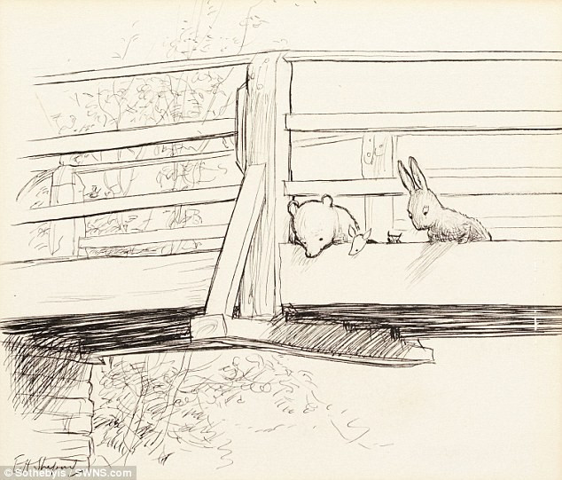 Một phác họa xuất hiện trong tập truyện thứ hai - “The House at Pooh Corner” (1928). Một phác họa xuất hiện trong tập truyện thứ hai - “The House at Pooh Corner” (1928).