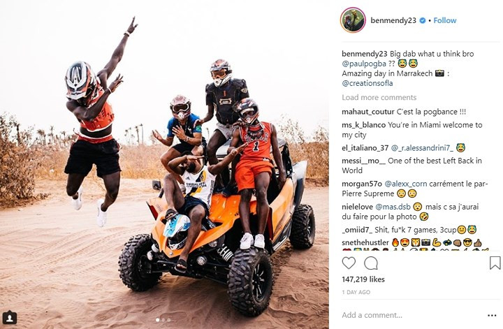 Benjamin Mendy đi nghỉ xả hơi cùng nhóm bạn thân. (Ảnh: Instagram Mendy 23).