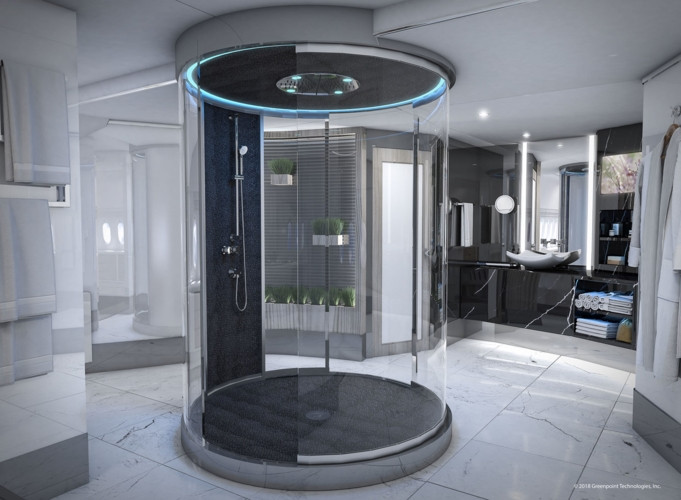 Hệ thống phòng tắm vòi sen trên máy bay.