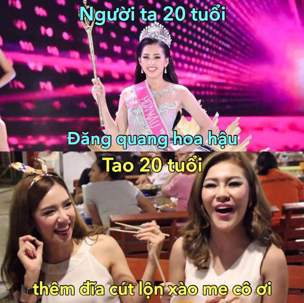 Hay như là người ta 18 tuổi có đủ thứ, tao đến người yêu cũng chưa có.... Hoặc tôi chỉ thèm đĩa cút lộn xào me.