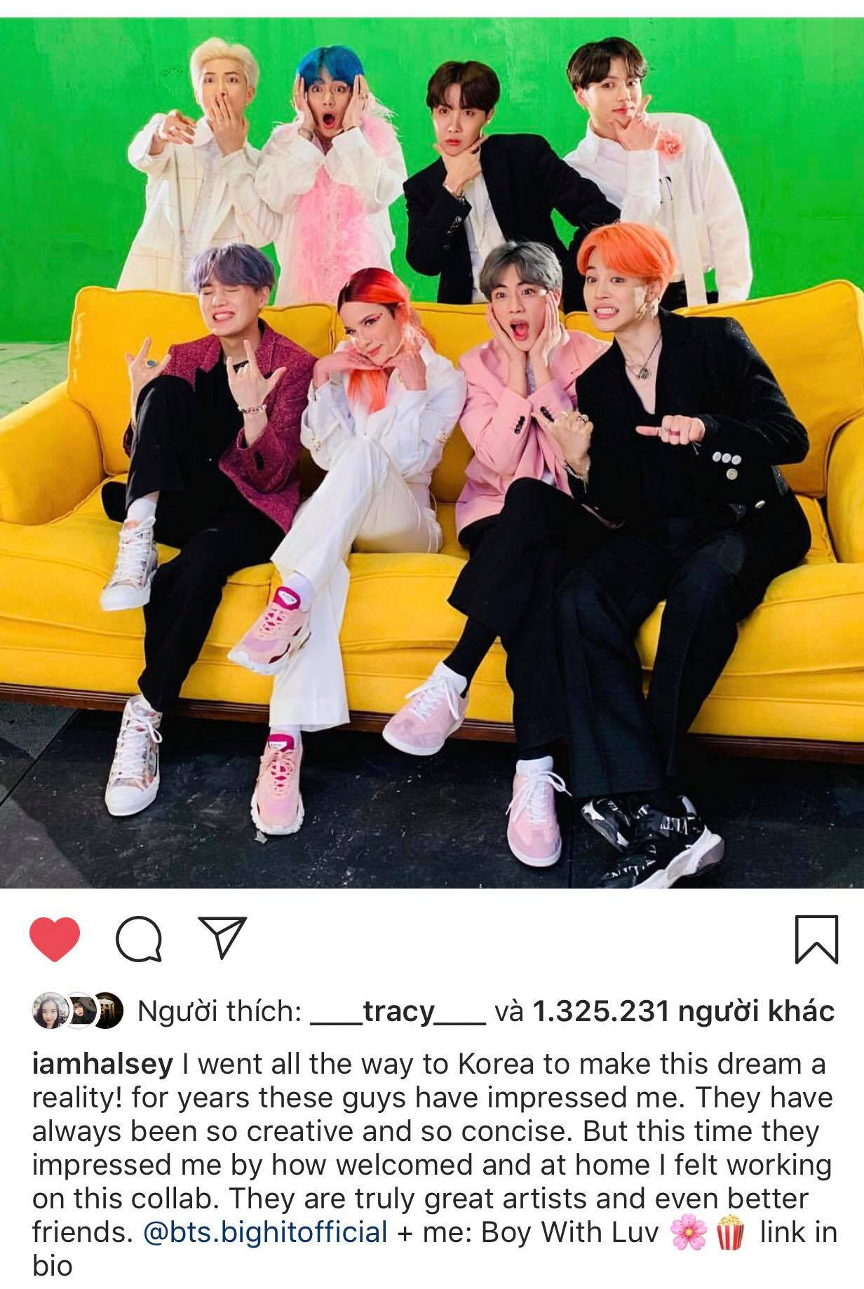 Halsey khen ngợi hết lời BTS trên Instagram của mình.