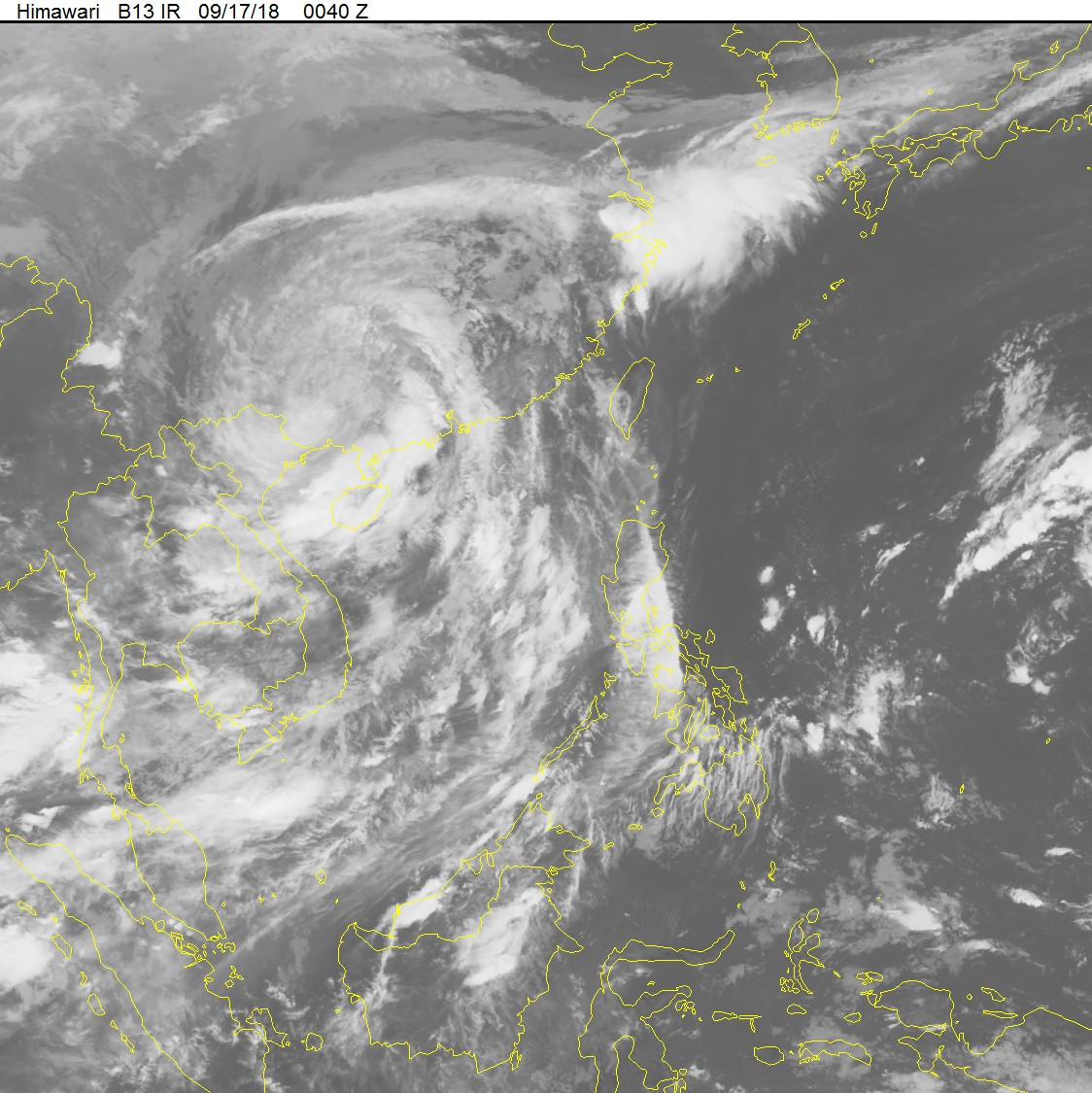 Ảnh mây vệ tinh của bão Mangkhut.