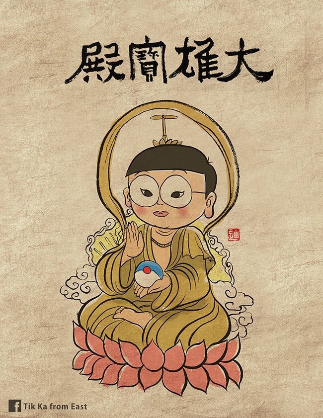 Với cặp kính tròn và chiếc chong chóng tre trên đầu hẳn ai cũng dễ dàng nhận ra đây là Nobi Nobita!