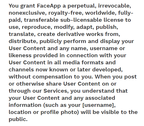 Điều khoản sử dụng FaceApp