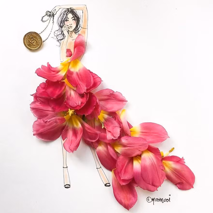 Mời bạn ngắm nhìn những bộ váy tuyệt đẹp từ cánh hoa và rau quả ảnh 11