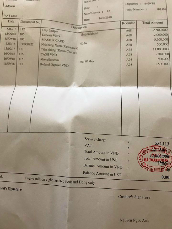 Phiếu thanh toán do H.T đăng tải.