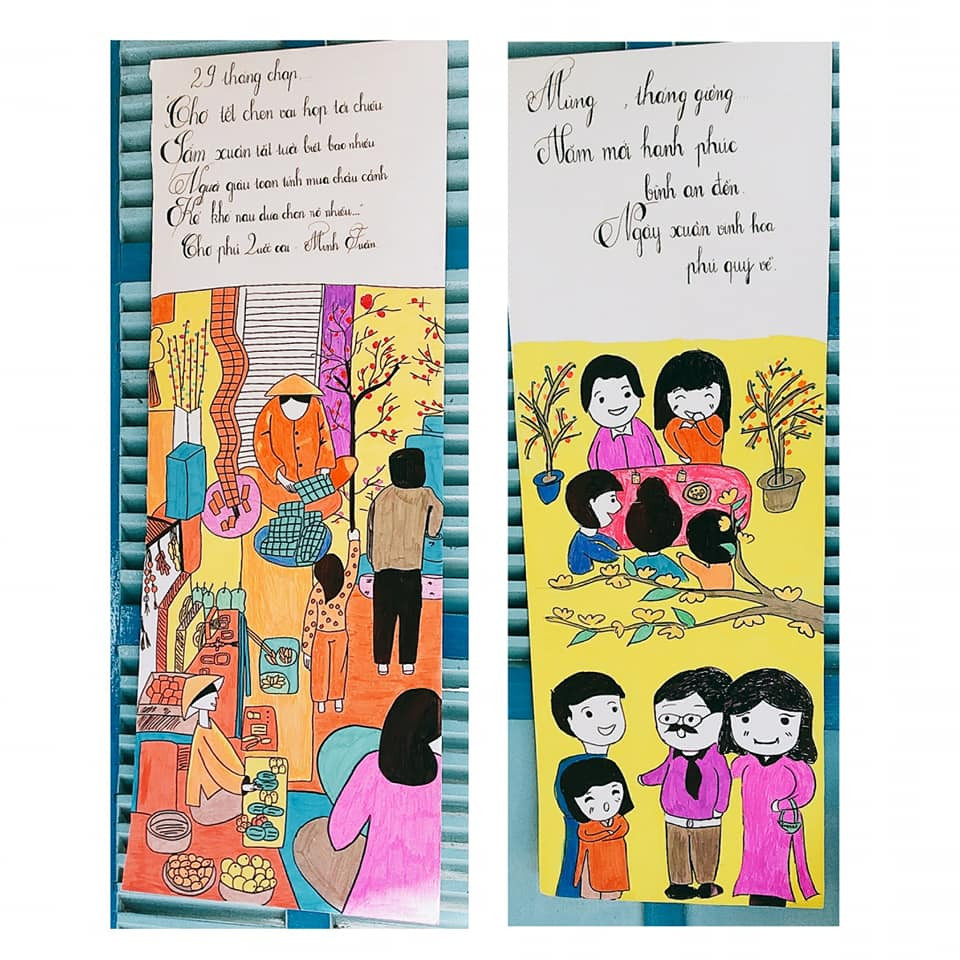 Hình ảnh chân thực, màu sắc tươi sáng chính là điểm nổi bật trong những bức vẽ của các bạn học sinh.