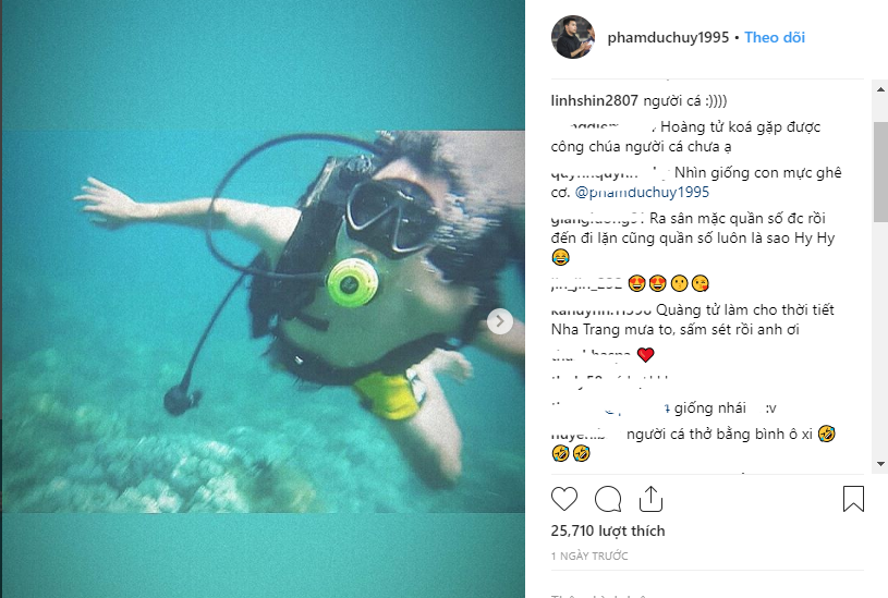 Bức ảnh của "chàng tiên cá" Đức Huy nhận được sự chú ý của người hâm mộ.