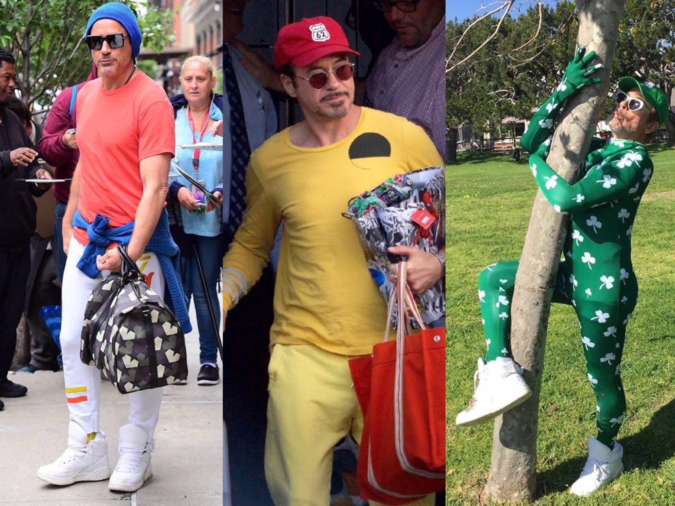 Phong cách thời trang "đèn giao thông" giúp ông chú luôn nổi bật.