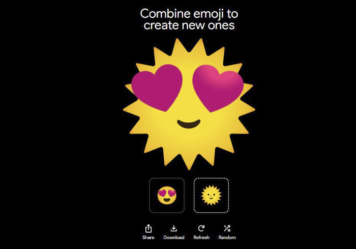 Emoji mặt cười toả tim khi kết hợp cùng emoji ông mặt trời sẽ cho kết quả siêu đáng yêu.