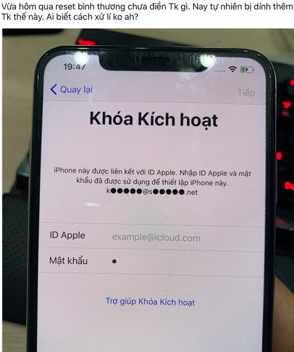 iPhone của một người dùng tại Việt Nam đột nhiên bị khoá iCloud.