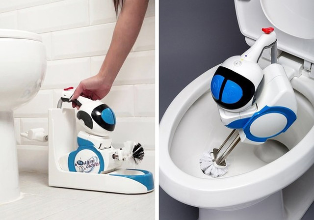 Robot làm sạch bồn cầu. Vệ sinh bồn cầu là một việc cực kỳ khó chịu, nhưng lại rất cần thiết. May mắn thay, có những robot có thể loại bỏ ngay cả những vết bẩn cứng đầu nhất của bồn cầu, và quan trọng là bạn không phải làm gì cả, chỉ cần đặt robot trong bồn cầu, nó sẽ tự động làm sạch tất cả các ngóc ngách.