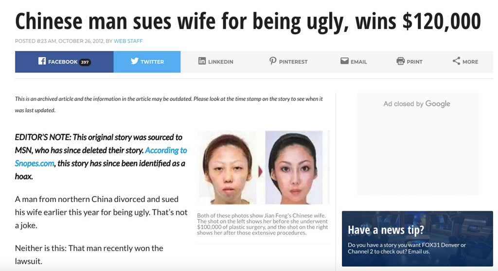 Hàng loạt tin giả liên quan đến Heidi sau khi bức ảnh lan truyền. Ảnh: University Fox.