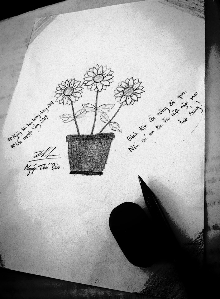 Bức vẽ kèm lời chúc vô cùng ý nghĩa của bạn Nguyễn Thái Bảo.