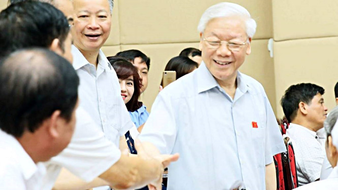 Tổng bí thư Nguyễn Phú Trọng tại buổi tiếp xúc cử tri ngày 17.6 (Ảnh: Ngọc Thắng) Tổng bí thư Nguyễn Phú Trọng tại buổi tiếp xúc cử tri ngày 17.6 (Ảnh: Ngọc Thắng)
