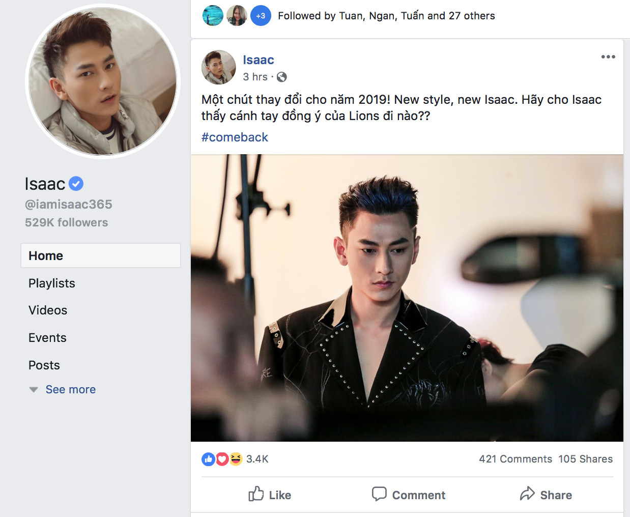 Isaac cũng đã tiết lộ về sự trở lại của mình vào năm nay, có vẻ như anh đang có một dự án lớn.