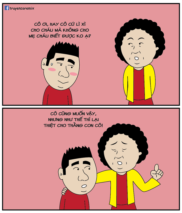 Tuy nhiên có đôi khi chuyện lì xì lại như cách để “đổi chác” giữa người lớn, thay vì mang mục đích mừng tuổi cho trẻ em. Ảnh: Truyện cổ Remix