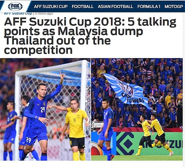Fox Sports Asia chỉ ra 5 điểm yếu khiến Thái Lan phải ngậm ngùi nhìn Malaysia vào chung kết. Fox Sports Asia chỉ ra 5 điểm yếu khiến Thái Lan phải ngậm ngùi nhìn Malaysia vào chung kết.