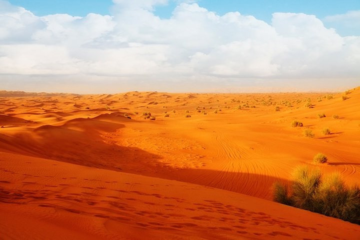 Sa mạc nóng bỏng của UAE. Có rất nhiều hoạt động cho du khách ở sa mạc này: Đi ô tô 4 bánh, trượt cát, đi bộ đường trường hay cưỡi lạc đà.