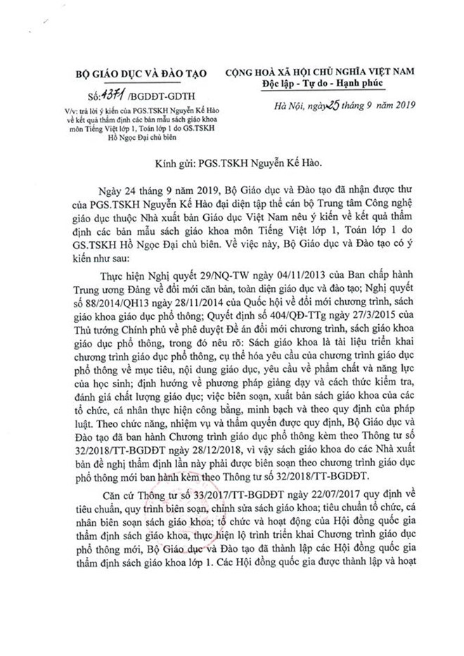 Công văn của Bộ GD&amp;ĐT.