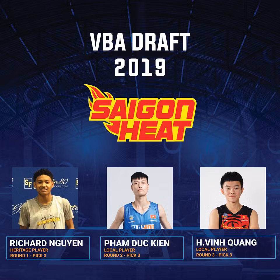 Saigon Heat sở hữu ba cầu thủ: Richard Nguyễn, Phạm Đức Kiên và Huỳnh Vĩnh Quang.