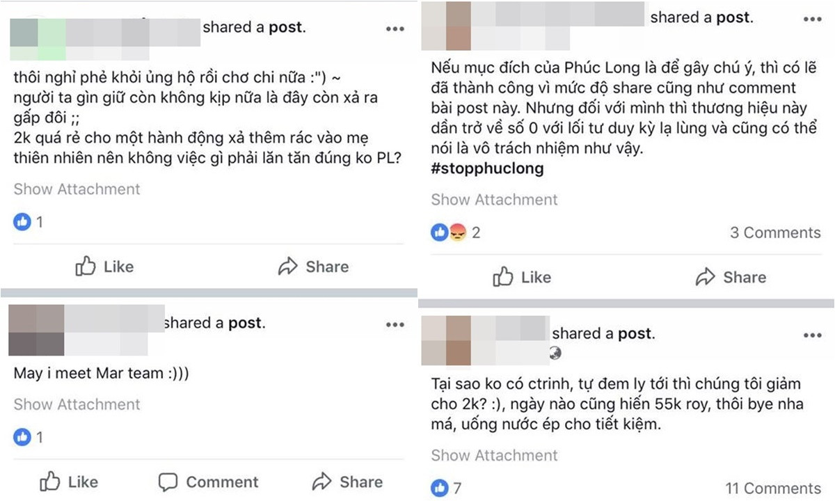 Nhiều ý kiến không đồng tình với chính sách mới của cửa hàng Phúc Long.