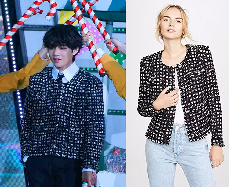 Nam idol cũng từng diện áo khoác Tetys Jacket của nhãn hiệu IRO. Các item tưởng như chỉ dành cho hội chị em nhưng được mỹ nam nhà BTS diện cực sang.