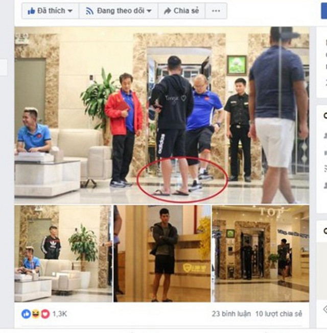 Hình ảnh dễ thương của thầy Park bắt học trò về nhà thay dép